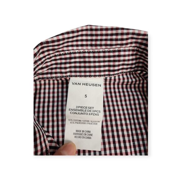 Van Heusen Boys Sz 5 Plaid Button Down Long Sleeve Shirt Preppy Holiday Party - Picture 5 of 7